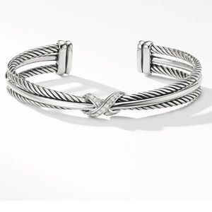 David Yurman crossover X bracelet w Pavé diamonds